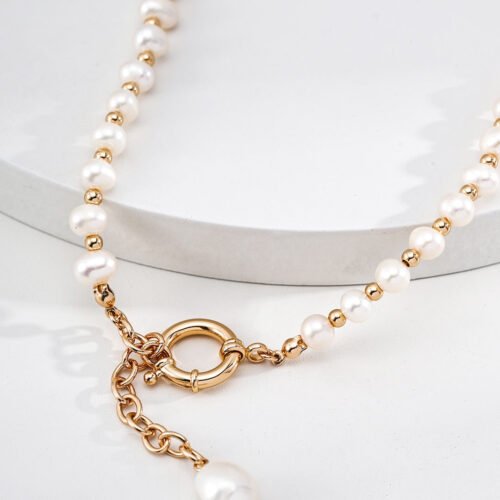 Chester Pearl Drop Gold Pendant Necklace