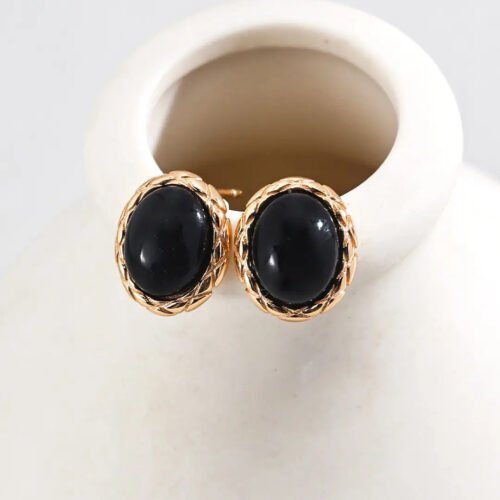 Classic Black Obsidian Stud Earrings