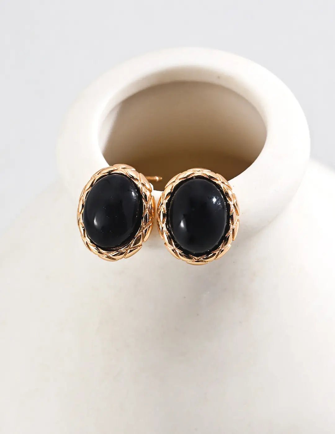 Classic Black Obsidian Stud Earrings