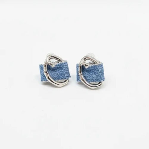 Angel Denim Silver Statement Earrings