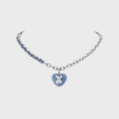 Denim Heart Sterling Silver Pendant Necklace
