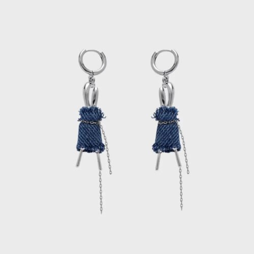 Denim Drop Sterling Silver Earrings