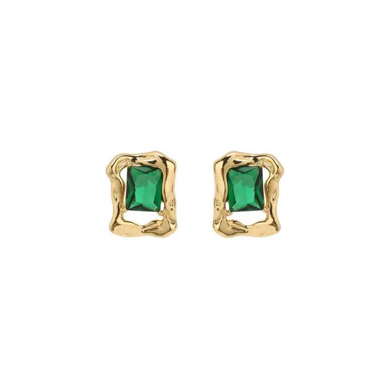 Emerald Crystal Stud Earrings - Image 4