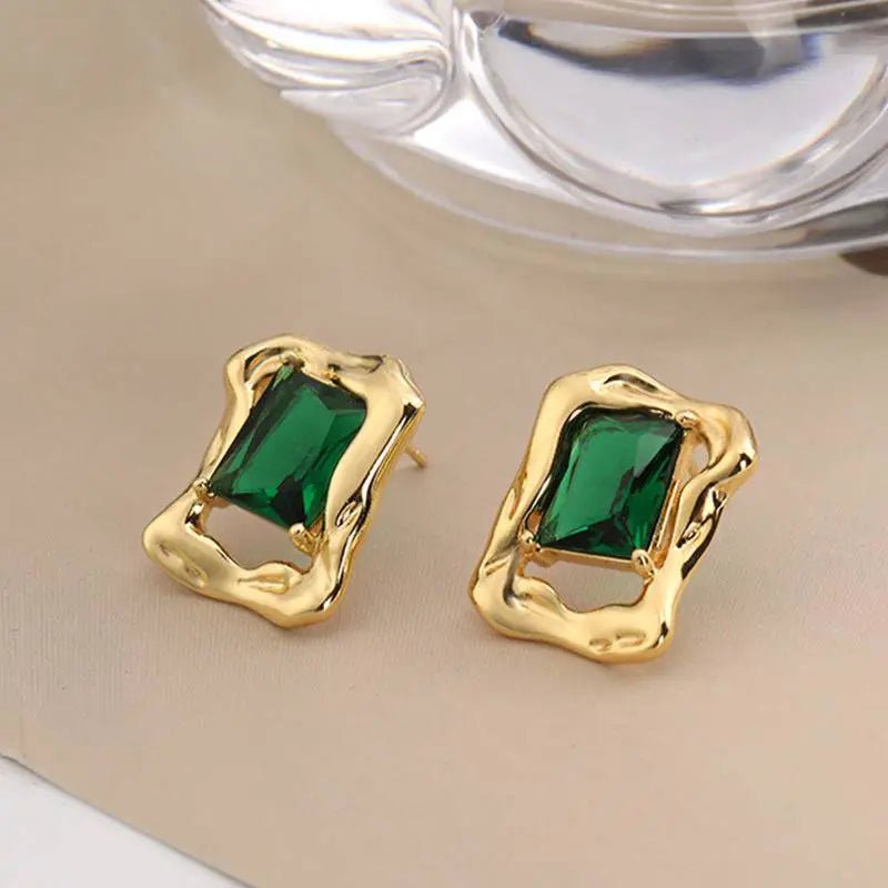 Emerald Crystal Stud Earrings