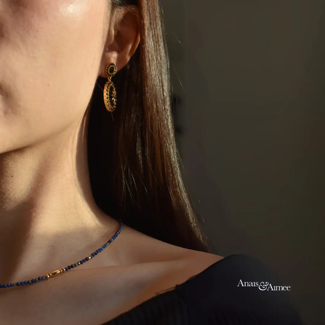 Fleur Black Onyx Drop Earrings - Image 2