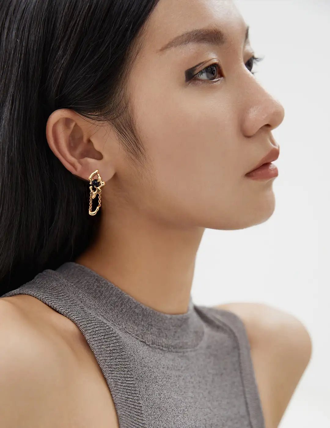 Lava Core Black Onyx Drop Earrings - Image 2