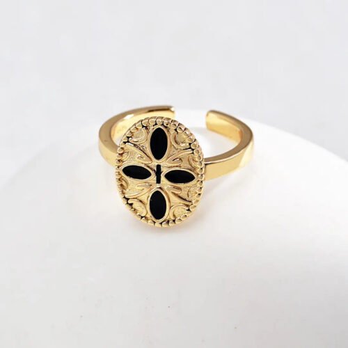 Royal Black Obsidian Gemstone Ring
