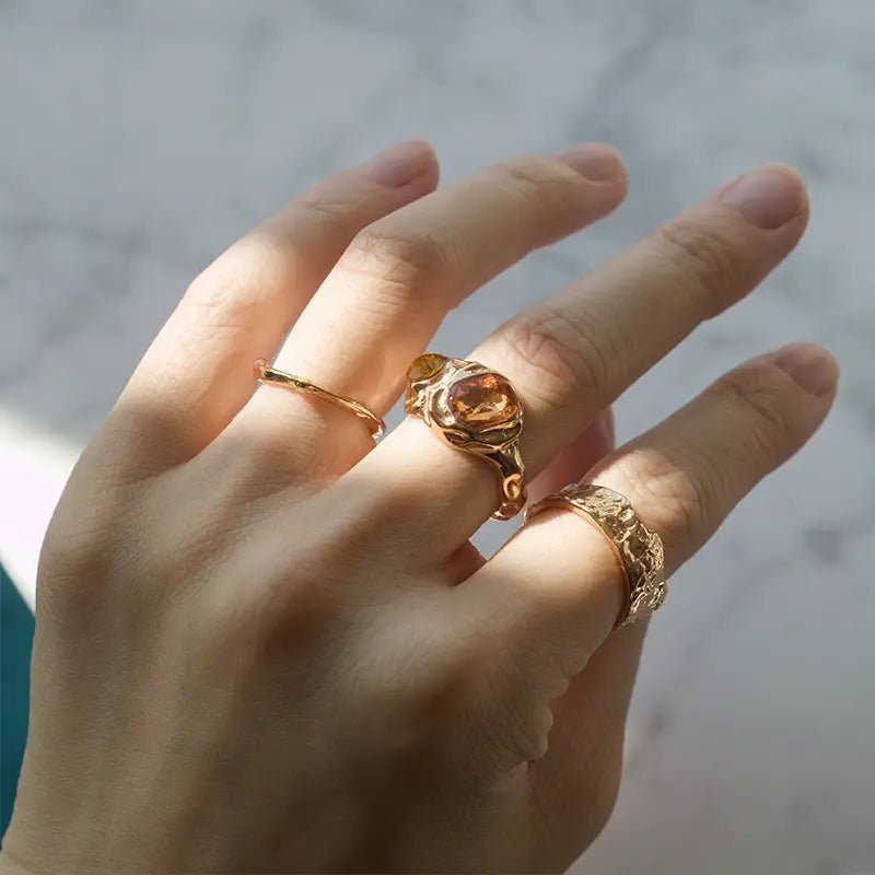 Trio Merchant Stone Rings Set