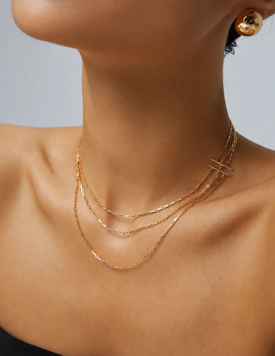 Victoria Triple Chain Layered Necklace - Image 3