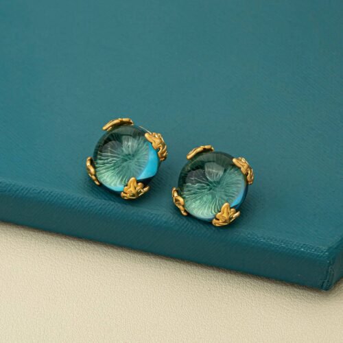 Patchouli Bristol Blue Glass Stud Earrings