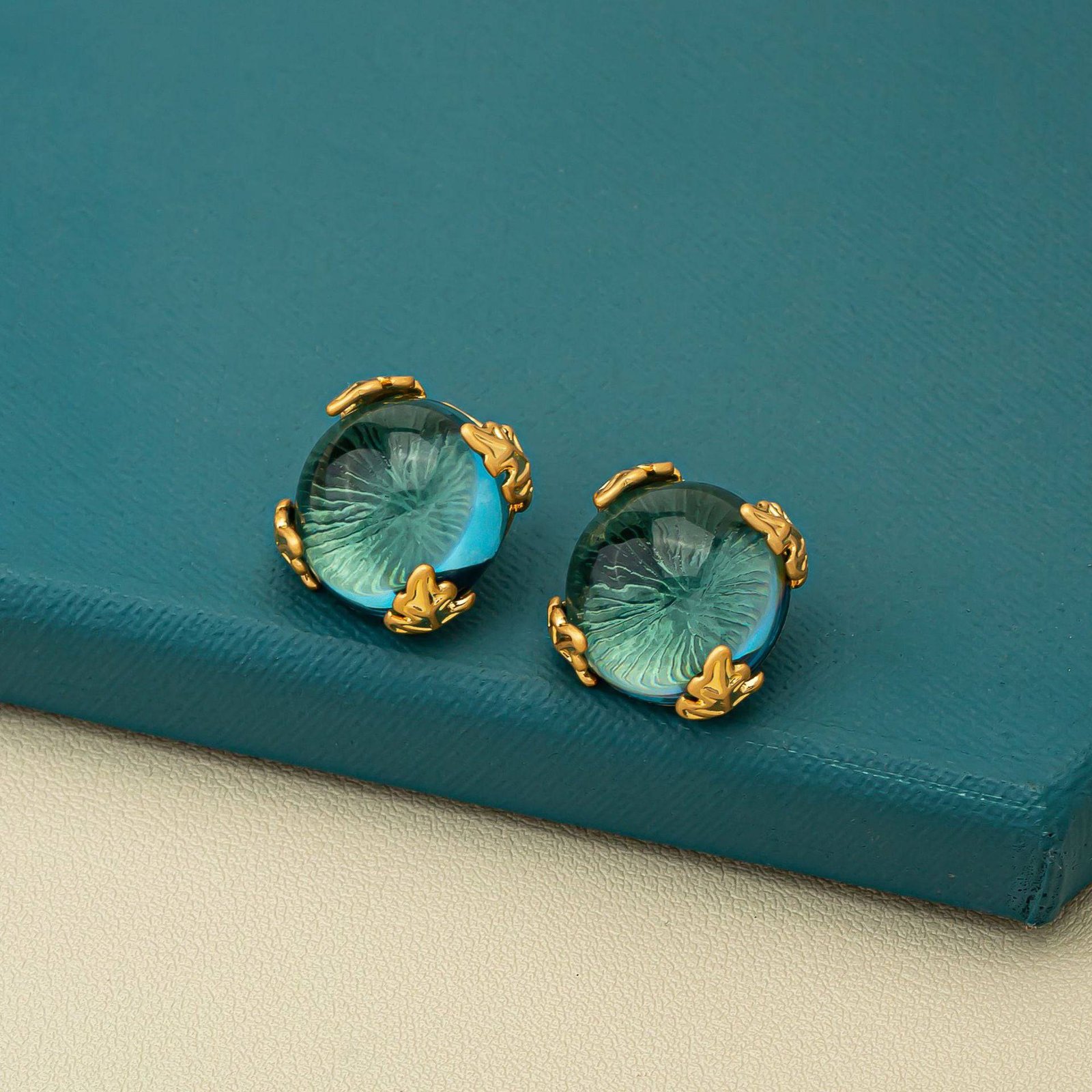Patchouli Bristol Blue Glass Stud Earrings